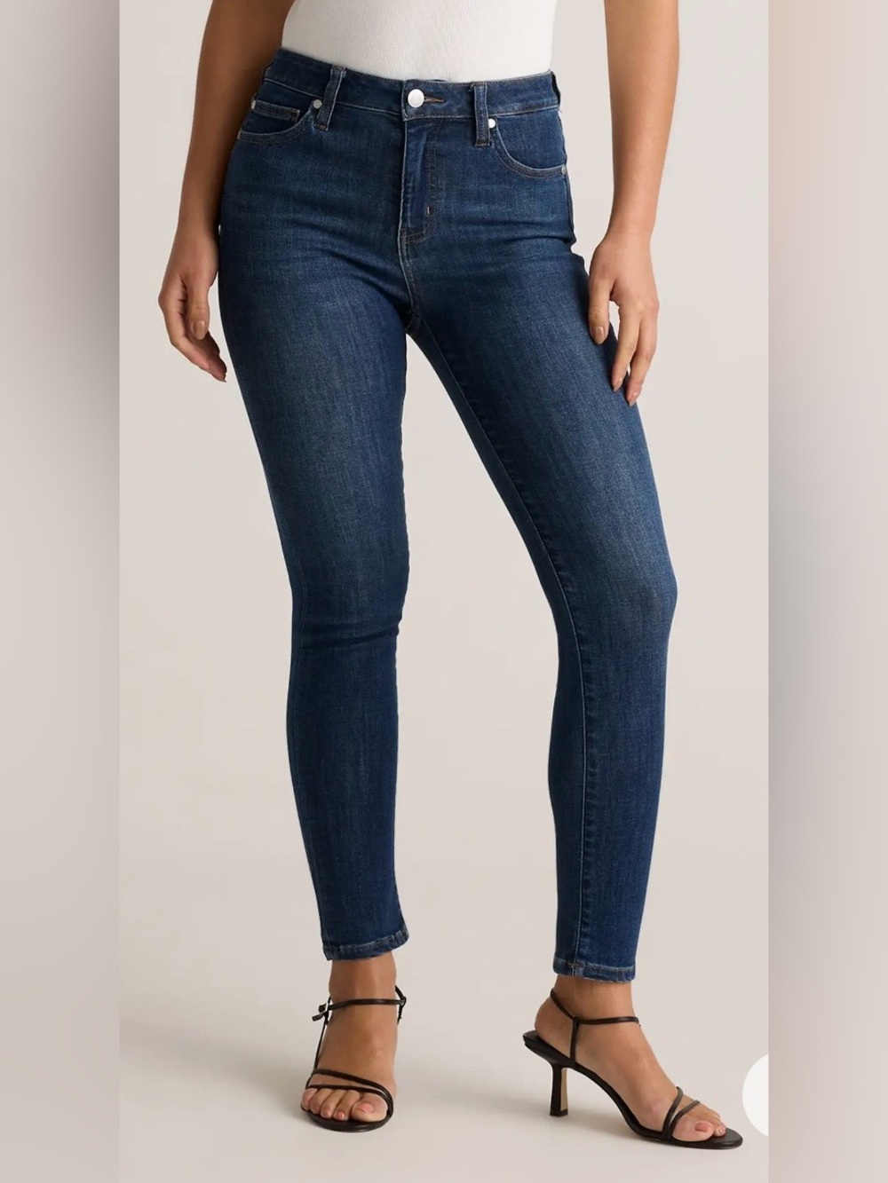 Quince Dark Blue High-Rise Skinny Jeans - Women